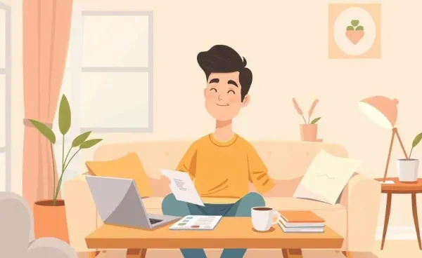 Peaceful person organizing budget at home