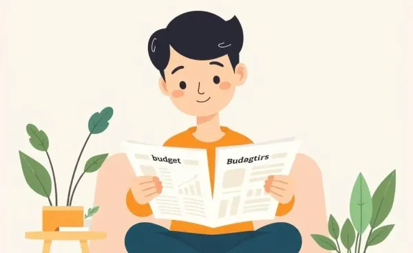 A person in a calm setting reviewing a budget plan