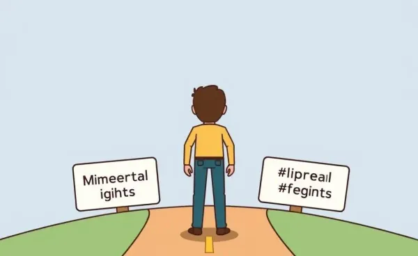Illustration of person deciding whether to keep or sell mineral rights