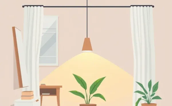 Cartoon-style cozy minimalist home interior