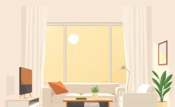 A minimalist and clutter-free living space bathed in sunlight