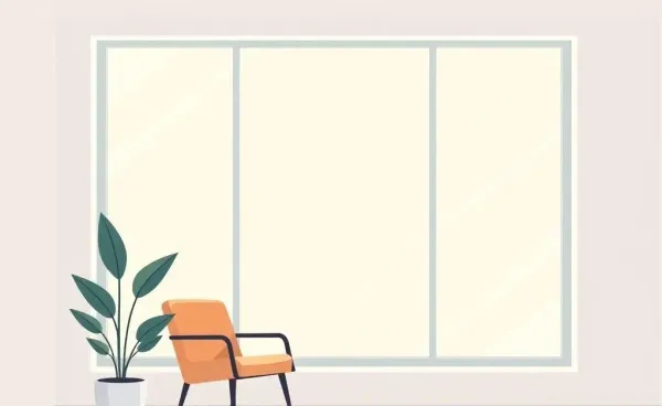A minimalist living room with sunlight streaming through the window
