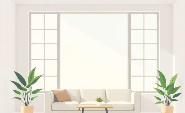 A serene and simple minimalist room with natural light pouring in