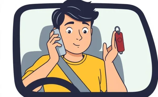 Illustration of a person on the phone looking at missing car keys