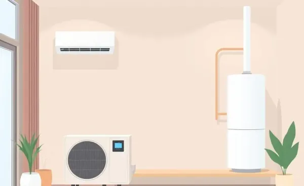 Cozy modern home interior with heat pump and tankless water heater