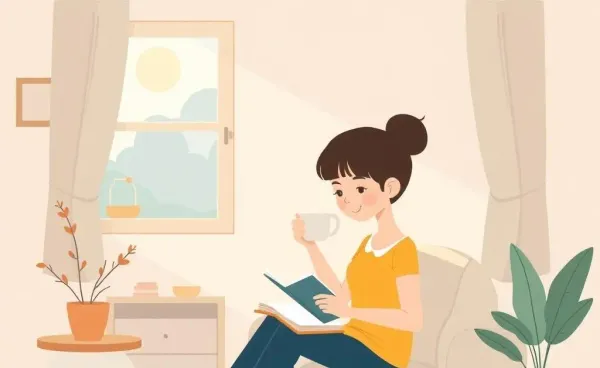 Person enjoying a calm morning with tea and journal