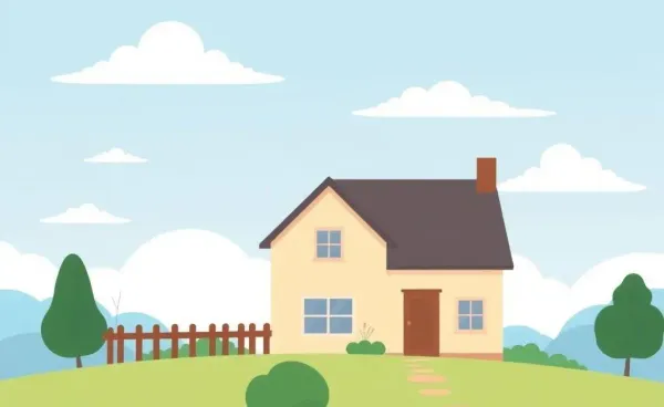 A calming image of a house under a serene sky, representing stability.