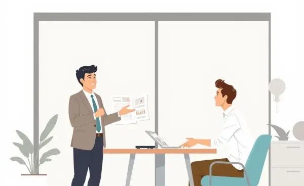 A friendly mortgage broker explaining options to a young couple.