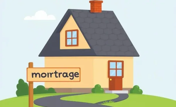 Illustration of a house with a mortgage sign