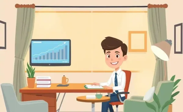 A cartoon illustration of a Mortgage Loan Officer in Indiana
