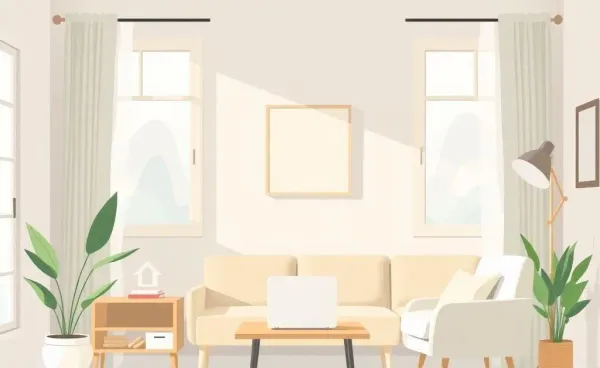 A cozy workspace with a laptop and house model, representing mortgage mastery