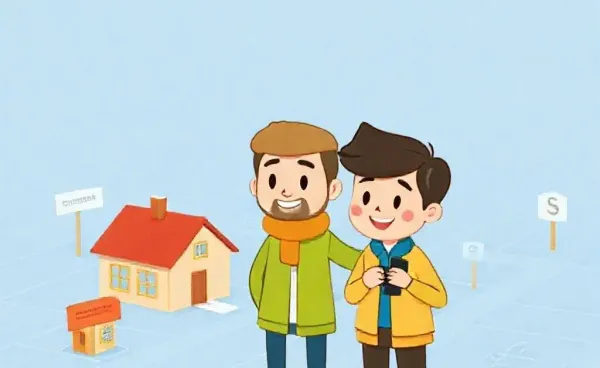 Illustration of a guide helping through a mortgage maze.