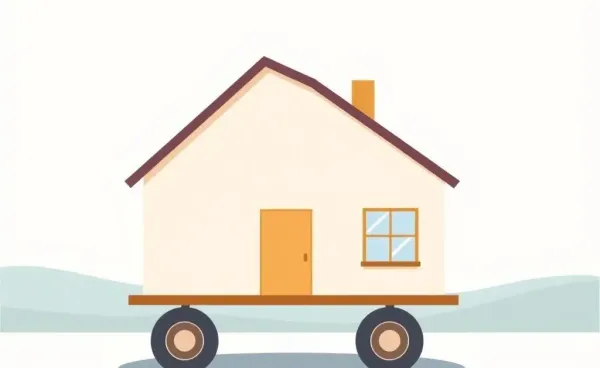 A cartoon image of a house on wheels expressing the concept of mortgage porting.