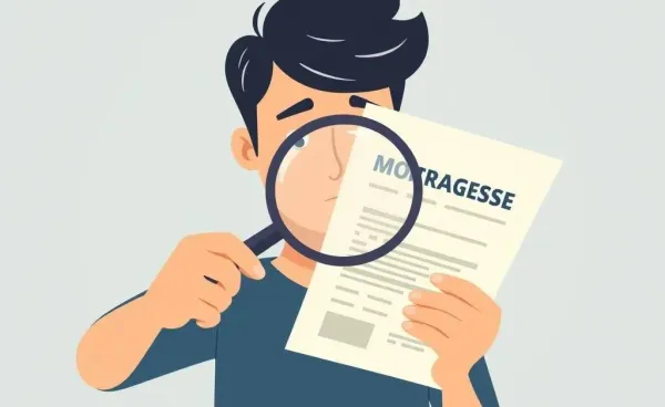 Person examining mortgage documents carefully