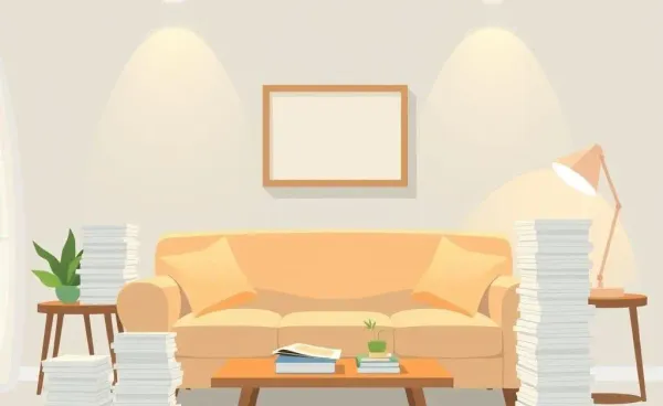 Illustration of a home with financial documents
