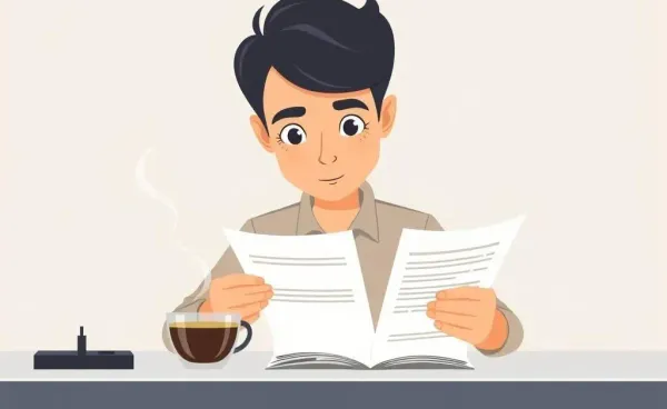 Person examining mortgage renewal documents at a desk