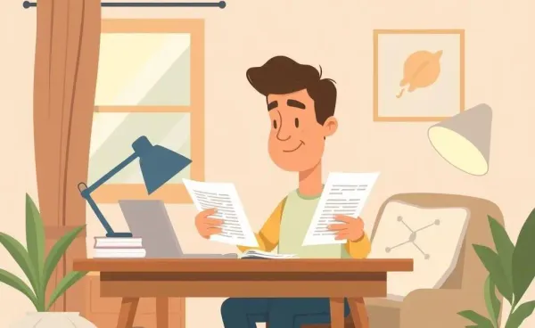 A person reviewing mortgage renewal documents at home