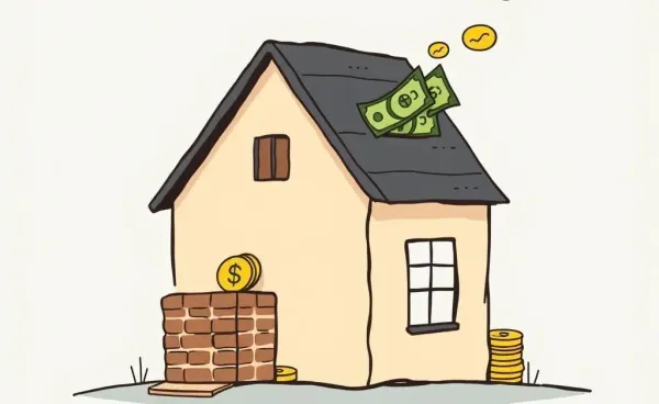 Illustration of a house with money coming out of a chimney.