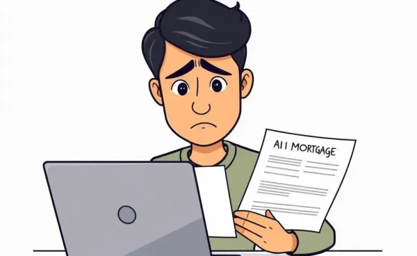 A person looking confused while examining mortgage documents