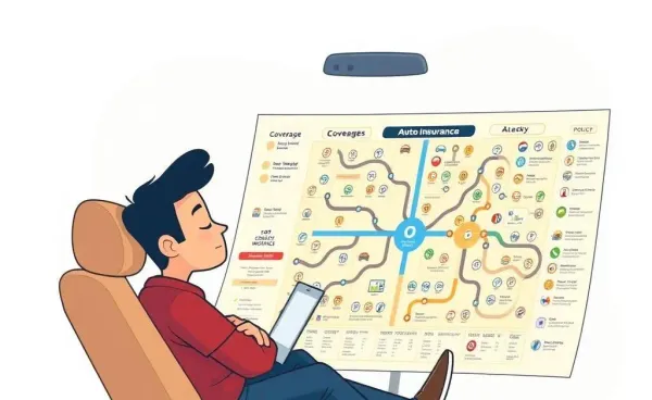 Person navigates a complex auto insurance map