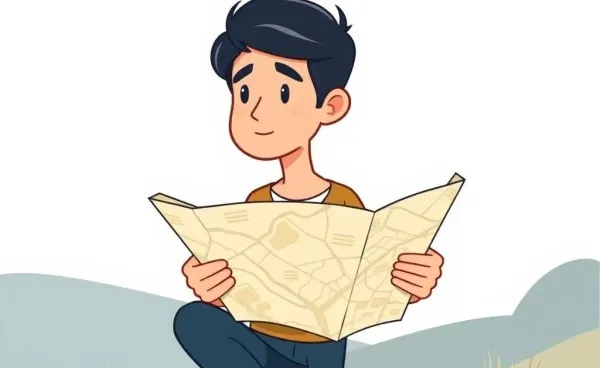 Person contemplating career path with a roadmap