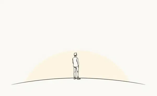 A hand-drawn illustration of a person at a crossroads, contemplating different paths.