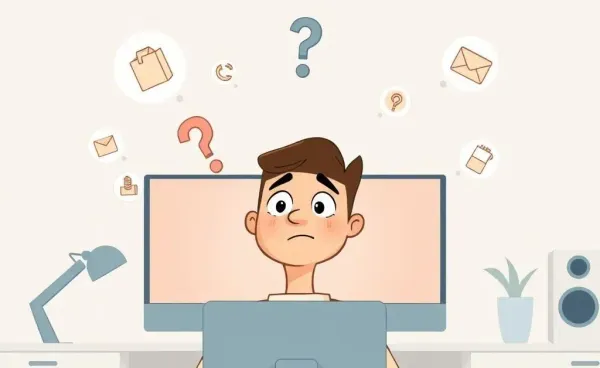 Person looking at a computer screen with change symbols