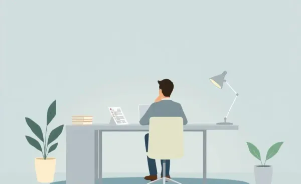 A person sitting at a desk contemplating financial advice