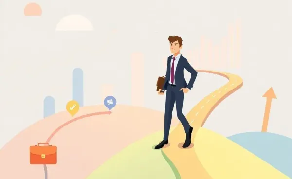 Professional navigating financial graphs and career paths