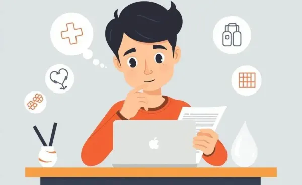 A person reviewing health insurance options at a desk