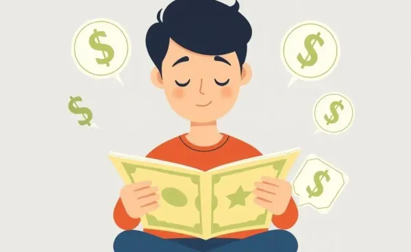 A person reviewing finances with symbols of inflation around them