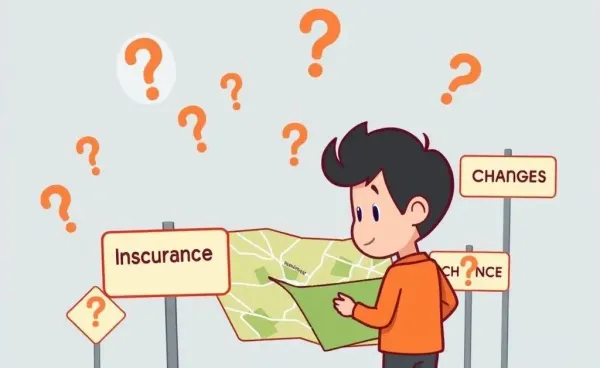 A person looking at a road map with various insurance-related signs
