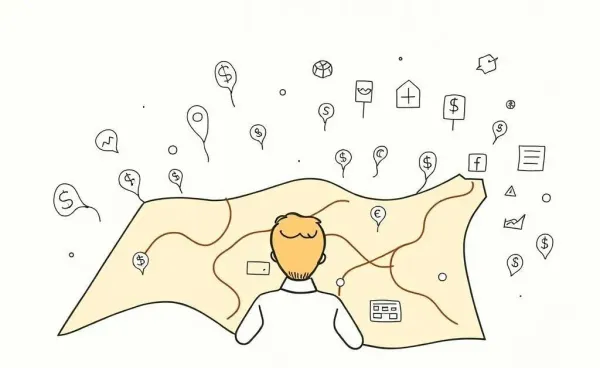 A person navigating through financial broker maps