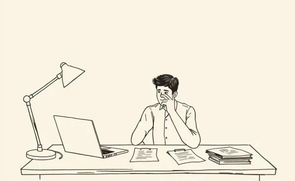 A person contemplating legal documents at a desk