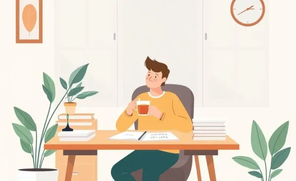 Person calmly managing life's complexities at a desk