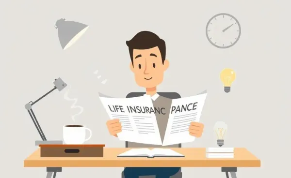 Person reading a life insurance document at a desk