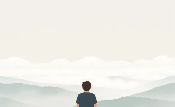 Person looking over a foggy landscape, representing life's uncertainties