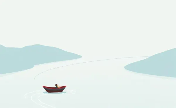 Boat navigating a serene river, symbolizing managing medical debt.