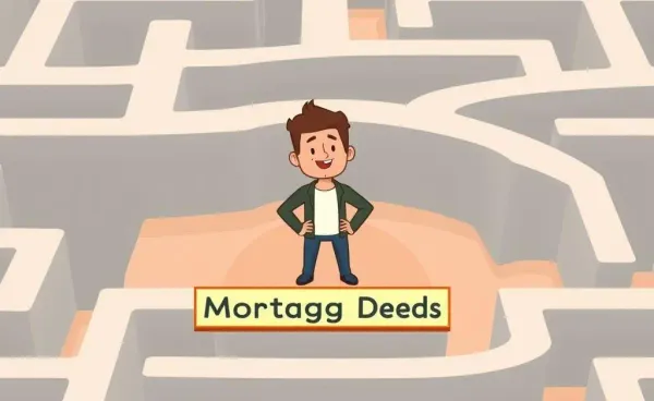 Illustration of a person navigating a mortgage deed maze with confidence