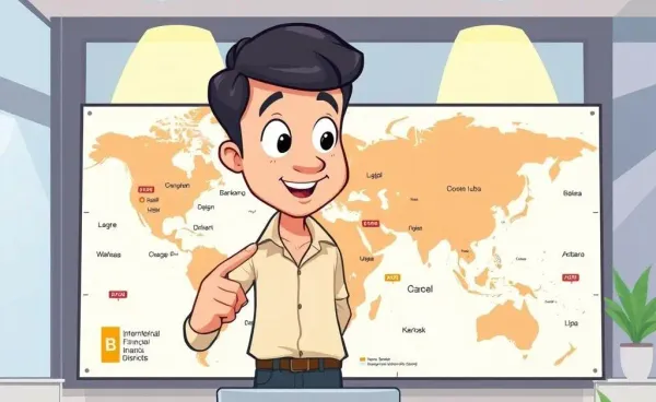 Person navigating a map of international banks