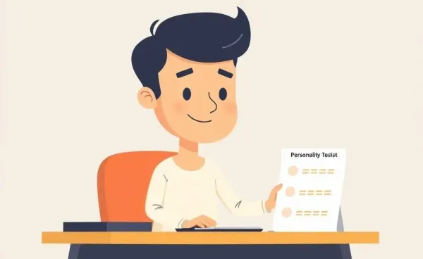 Person looking relaxed at personality test results on a desk