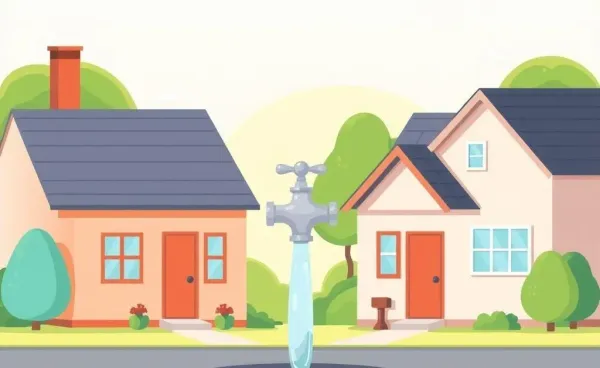 Two houses with a shared water tap running between them