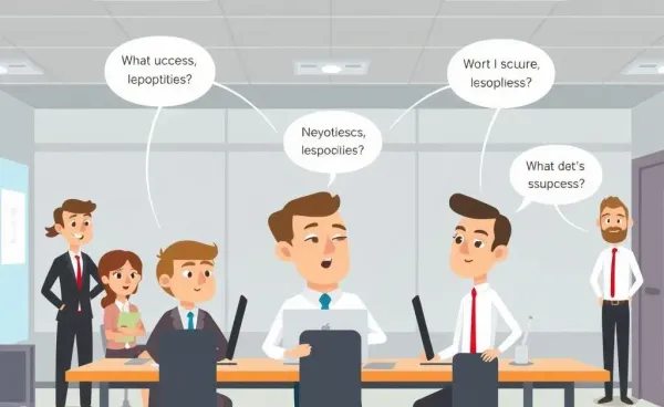 Illustration of a workplace highlighting nepotism and various paths to success