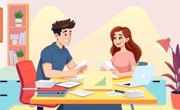 Young couple discussing mortgage options at a desk