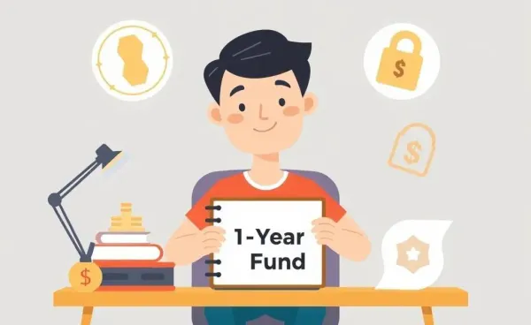 A person planning their one-year emergency fund at a desk