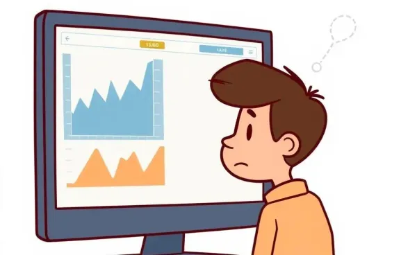 A person looking at financial charts on a computer screen