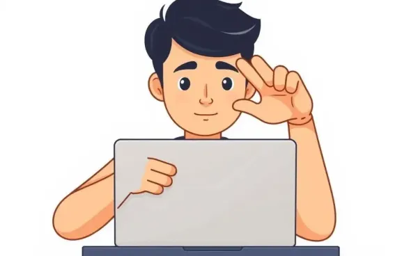 A cartoon-style image of a person protecting their online investment account on a laptop.