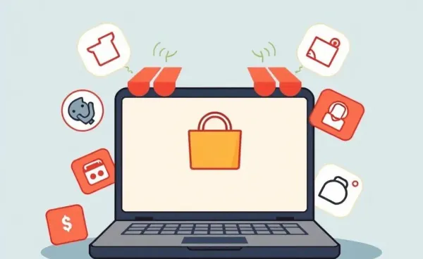 A laptop depicting online shopping without a credit card