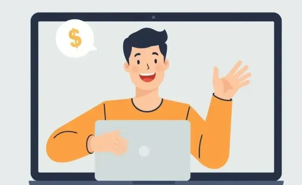 Person happily opening a business bank account on a laptop