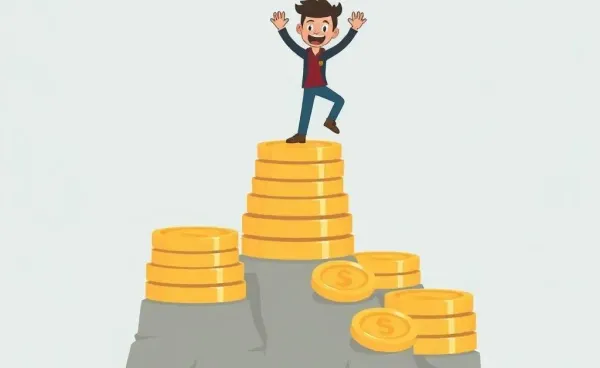 Person climbing a metaphorical financial hill, symbolizing overcoming financial struggles